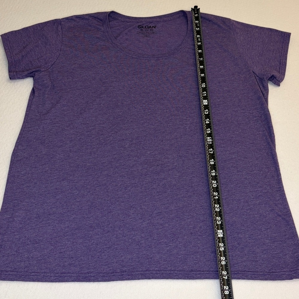 Gildan Womens 2XL Heather Purple Scoop Neck Short Sleeve T-Shirt - Picture 5 of 5